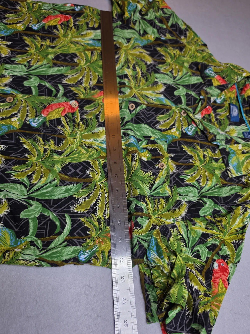 Havana Jim Men's Hawaiian Tropical Palm & Parrot Camp Shirt Large Button Down